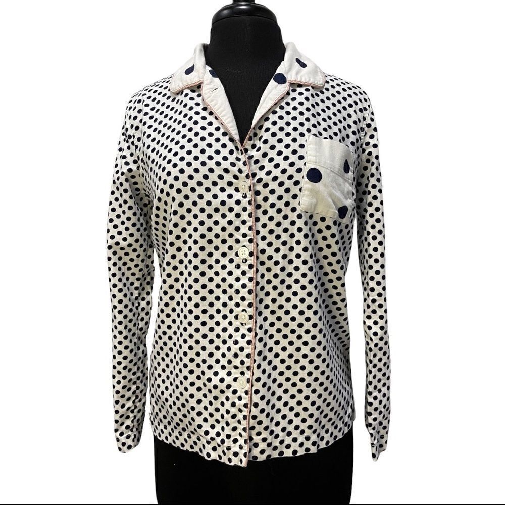 Boden Polka Dot Long Sleeve Flannel Pajama Top Sz XS